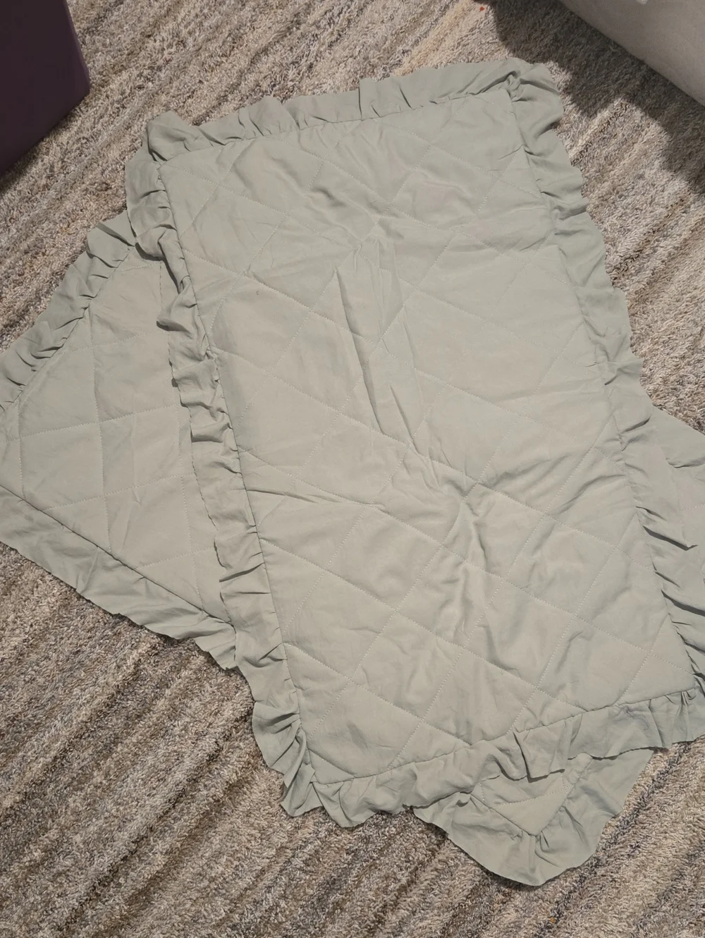 Soft Ruffled Pillow Case Set in Sage Green